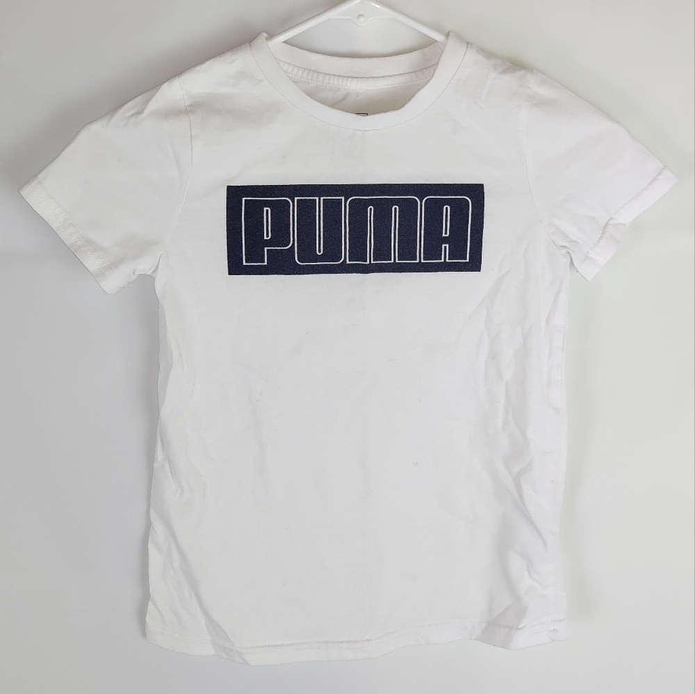 Puma White T-Shirt Top Boys 6 Gorpcore Casual School Kidcore Going Out Preppy